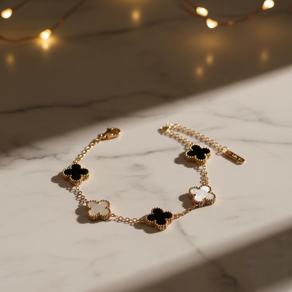 Black & White Clover Bracelet