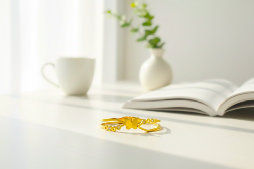 Gold Butterfly Bangle Bracelet