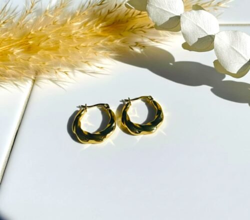 Toned Circular Drop Hoop Earrings